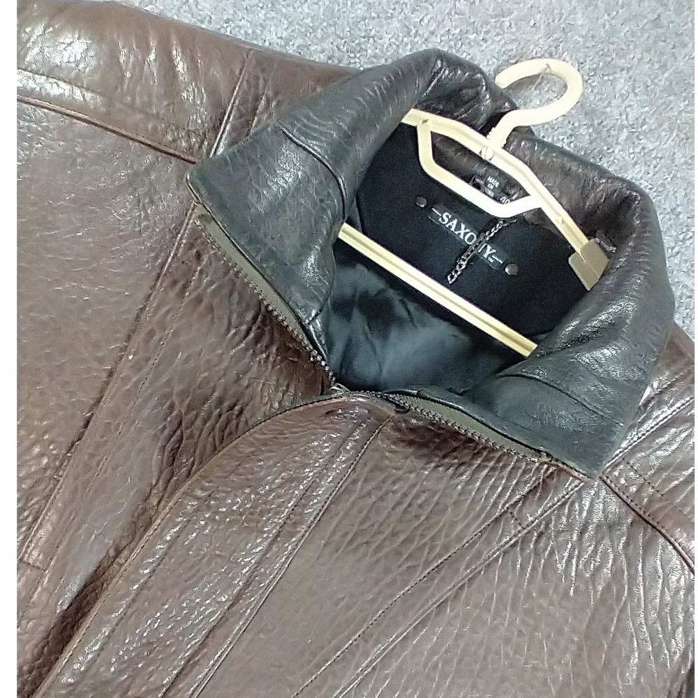 Vtg. Saxony Bomber Jacket Mens 40 Brown Leather European Tanned Flight Coat